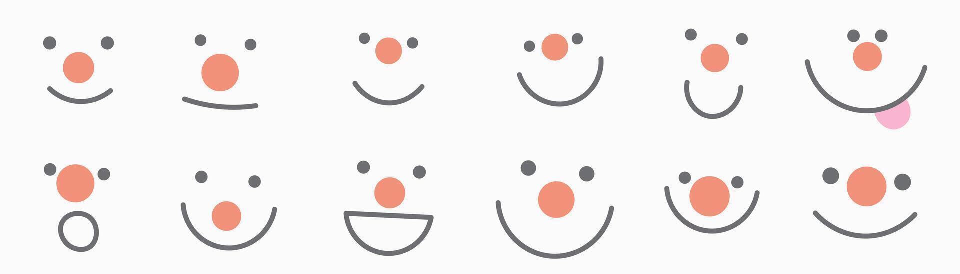 set of funny clowns faces vector
