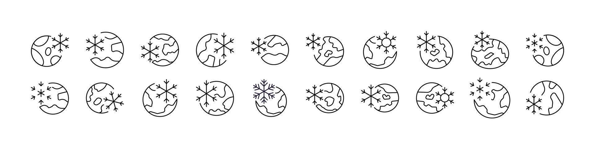 Global Cooling Modern Outline Style Icons for Design, Cards, Apps, Social Networks vector