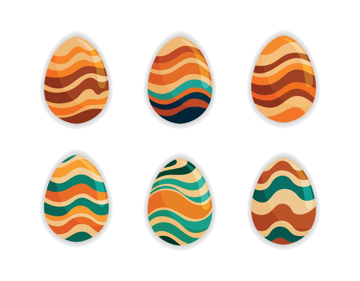 Retro Earth Tone Easter Eggs vector