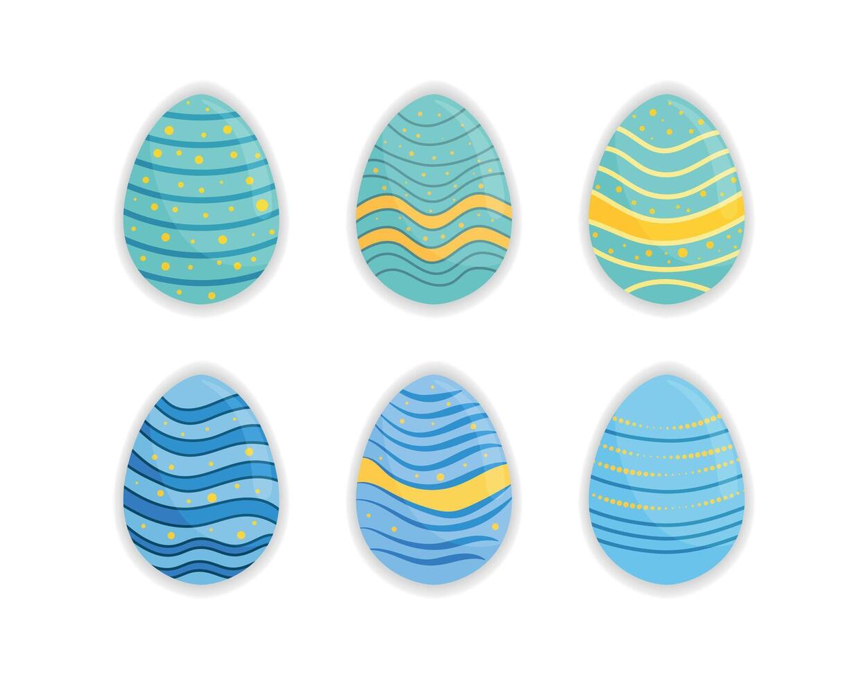 Blue and Yellow Easter Egg Set vector