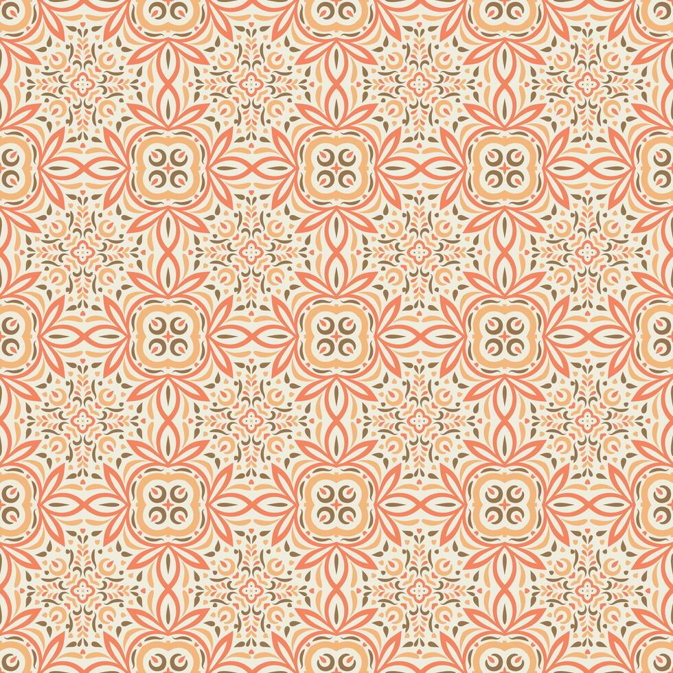 vibrant seamless pattern with geometric floral elements. Damask background for textiles, wallpapers, scarf, silk, linen. Traditional eastern print vector