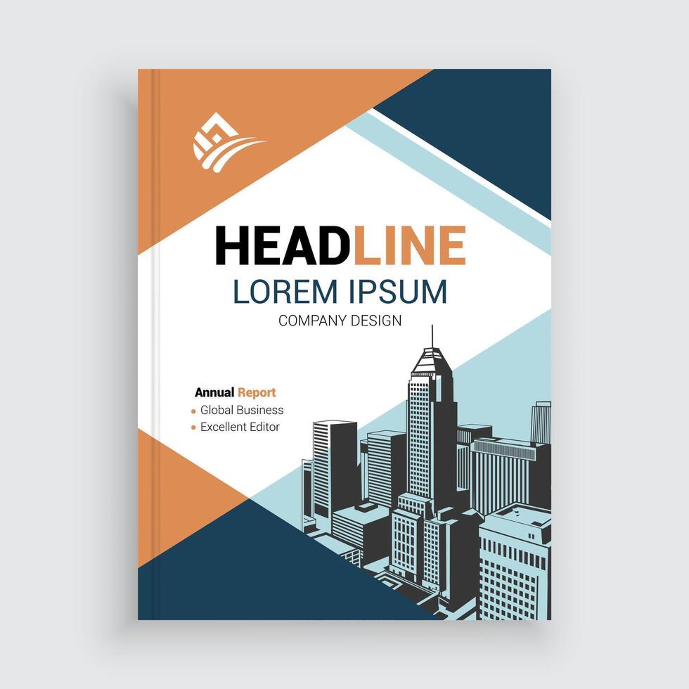 corporate book cover with a cityscape vector