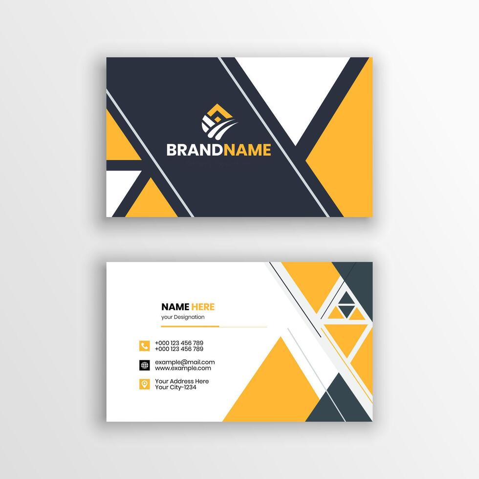 a business card with yellow and black triangles vector