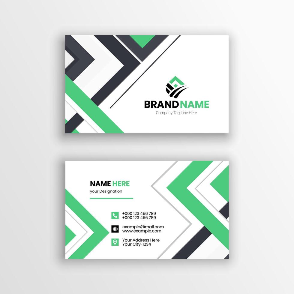 business card template with green and black geometric shapes vector