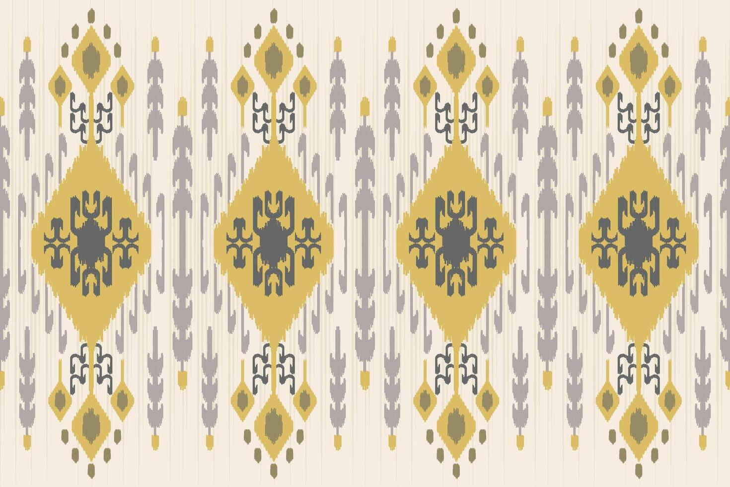 Ikat pattern with yellow and gray diamonds. vector