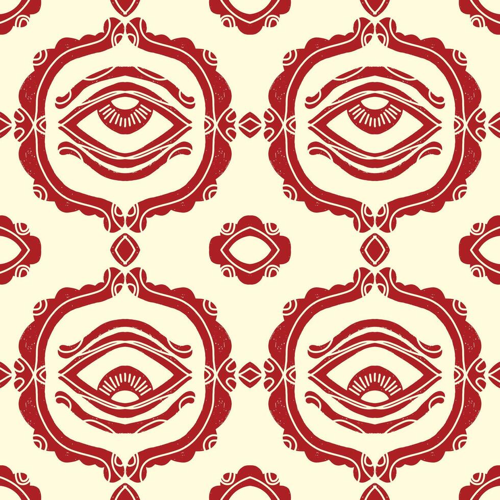 a red and white pattern with an eye vector