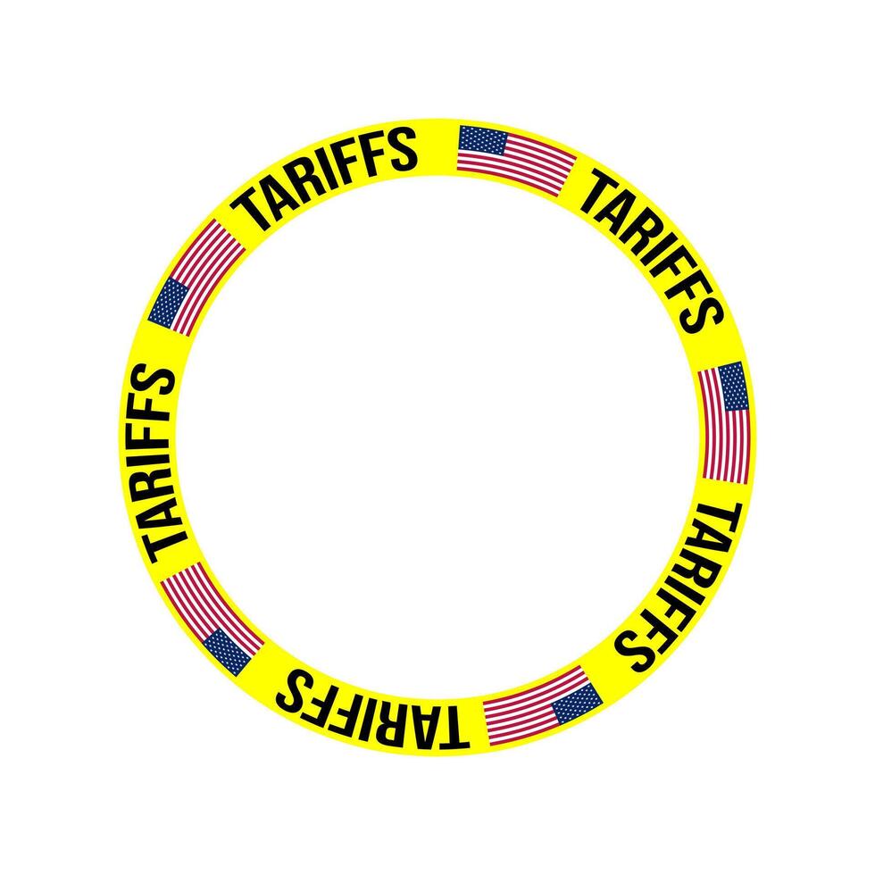 U.S. Tariffs and Trade Policy Concept circular ribbon or frame, Government Imposed Import Export Taxes vector