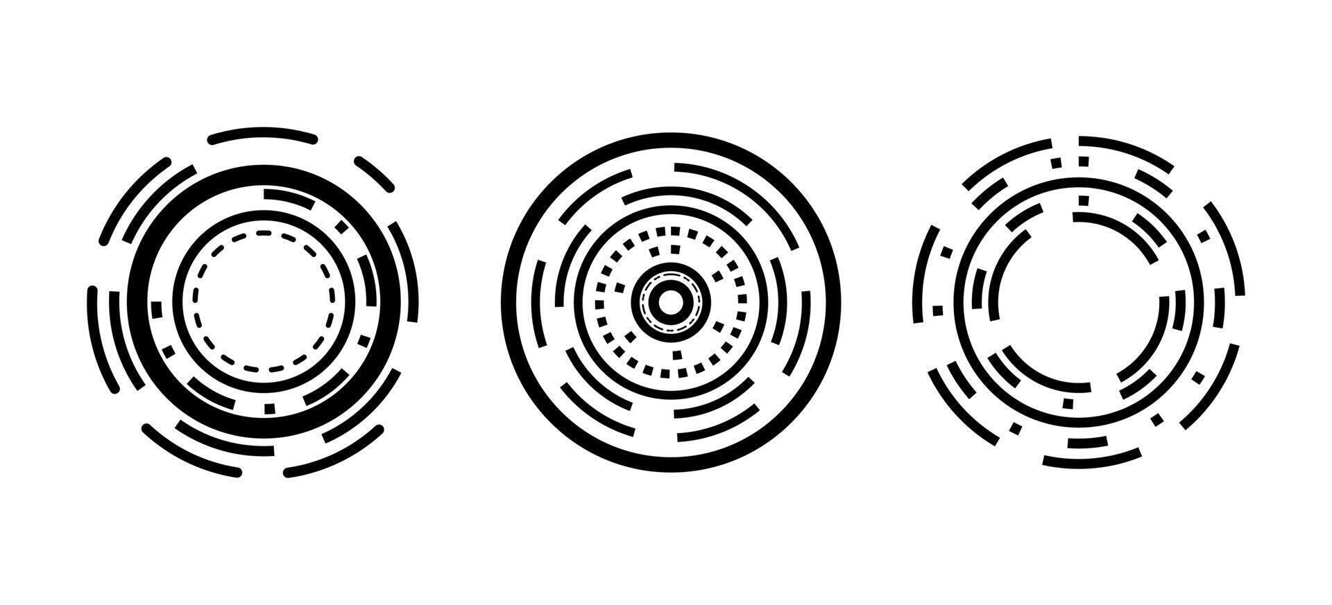 Futuristic Hi-Tech HUD Circles Set. vector