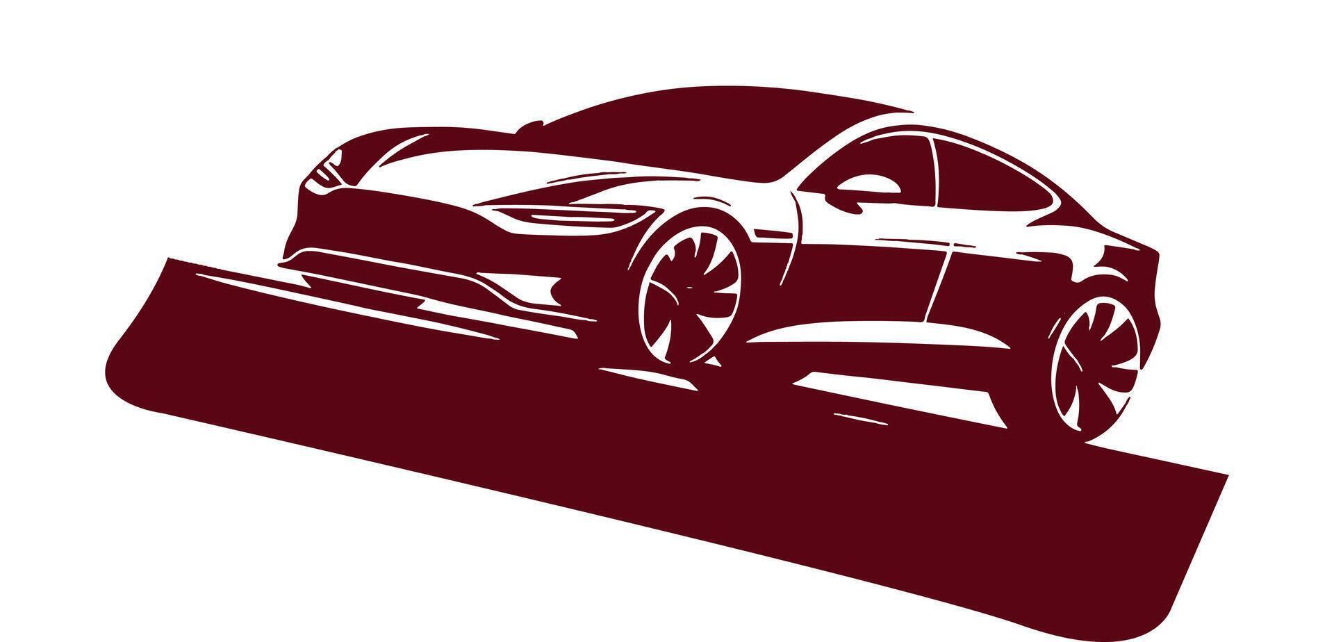 Car illustration is shown in a silhouette on a white background vector