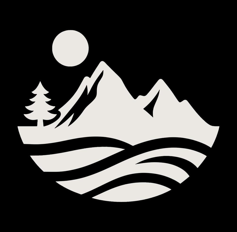 A mountain and a tree in the middle of a lake vector