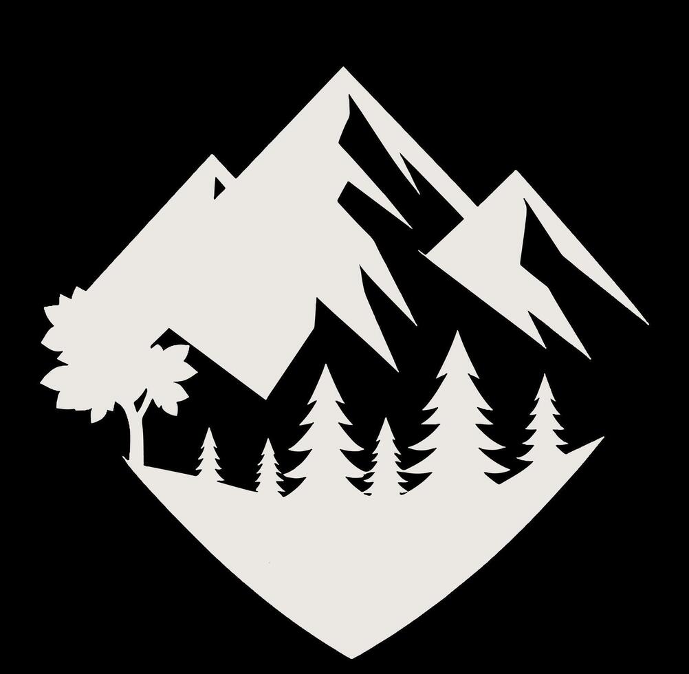 A mountain and trees in a triangle shape vector