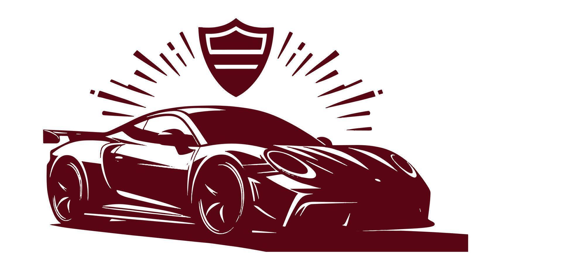 A car logo with a shield and a car vector