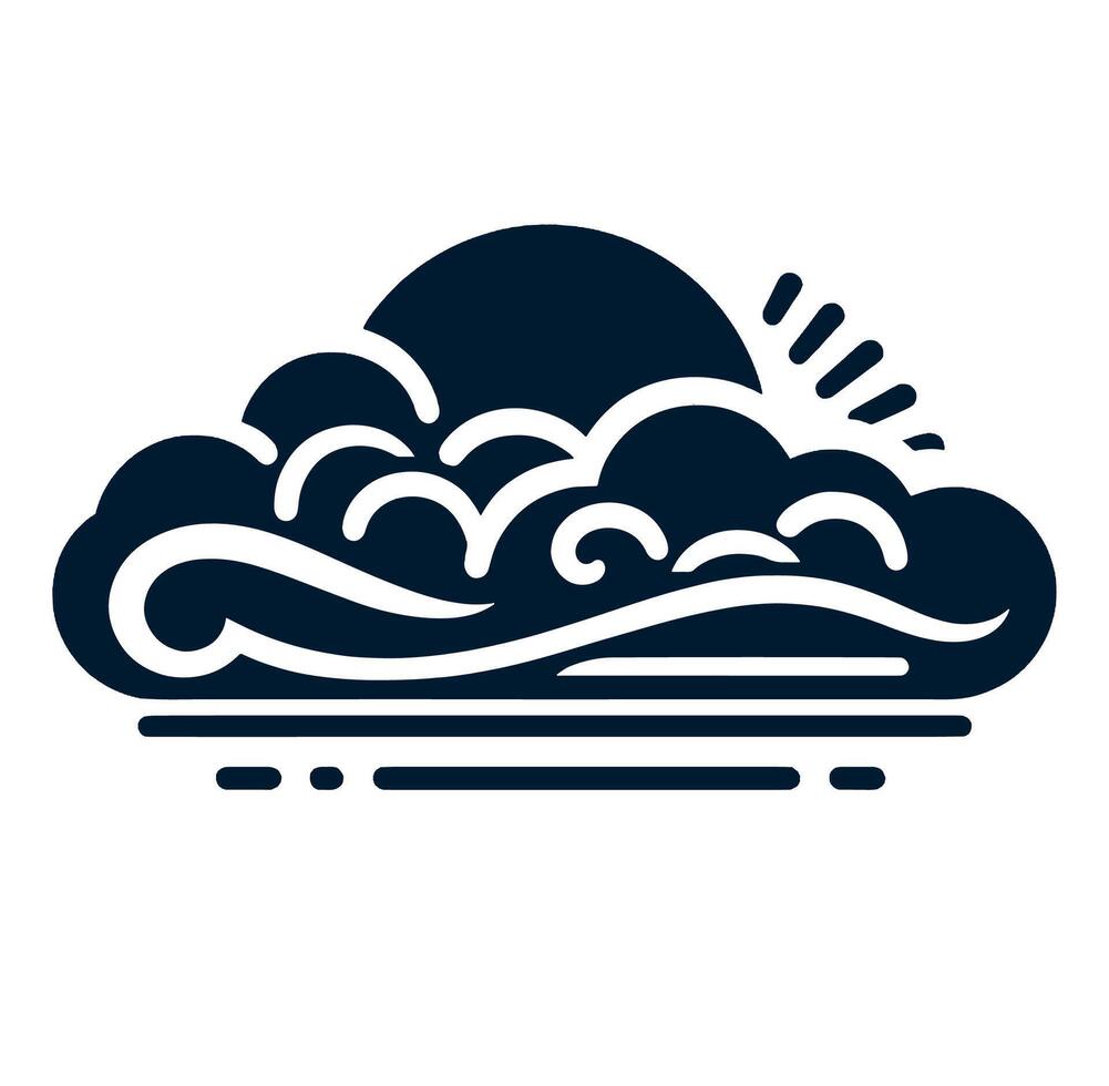 A cloud with waves and sun in the background vector