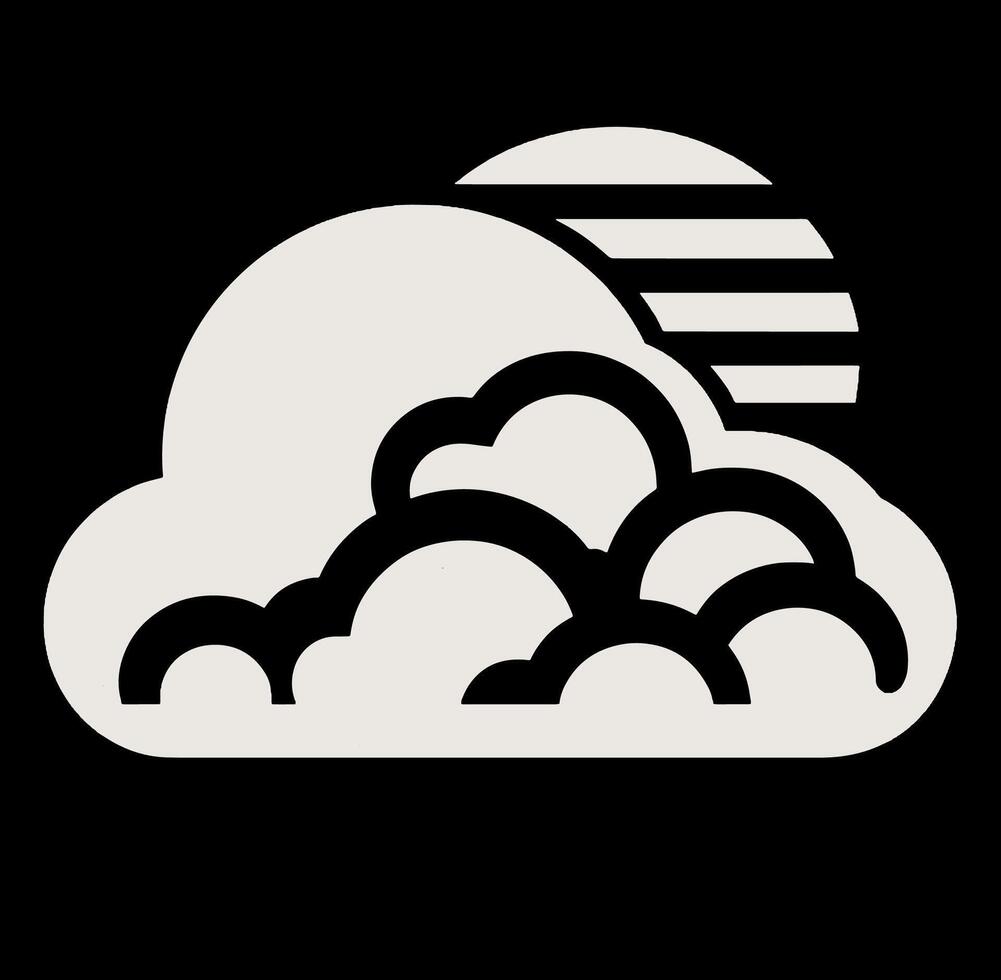 A black and white logo of clouds and sun vector