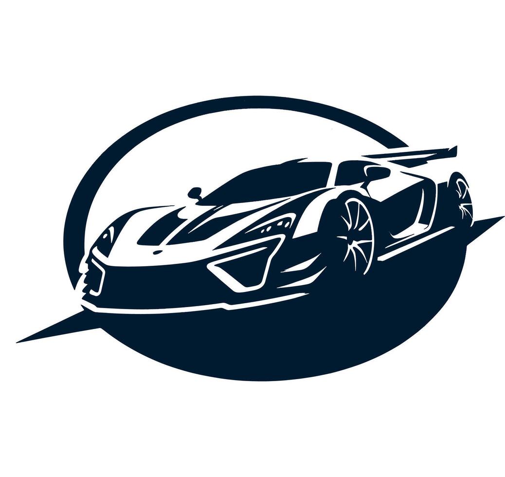 A black and white racing car logo vector