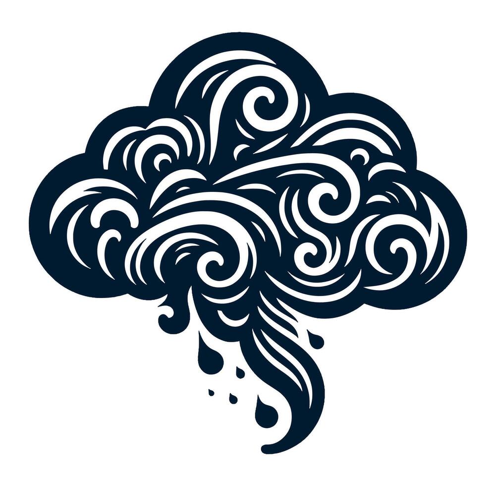 Black and white illustration of a cloud vector