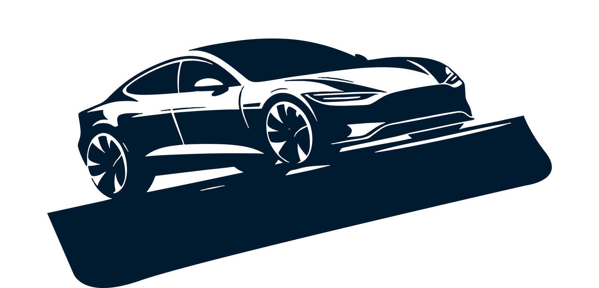 Black and white silhouette of a car on a white background vector