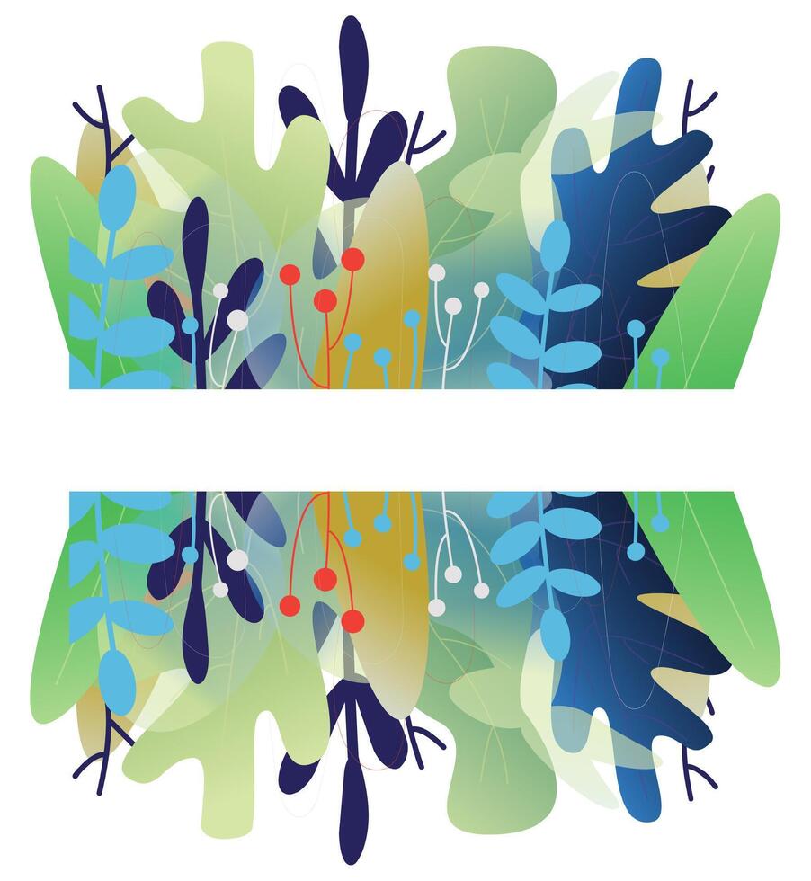 Spring banner with flowers, leaves and space for text. Landscape spring garden Easter banner. Flowers frame vector