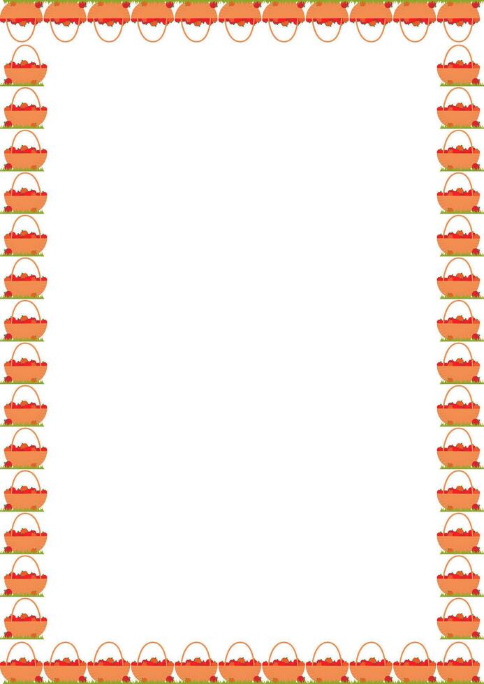 Apples in the basket frame. Hello autumn, thanksgiving decoration. Frame with empty space for your text vector