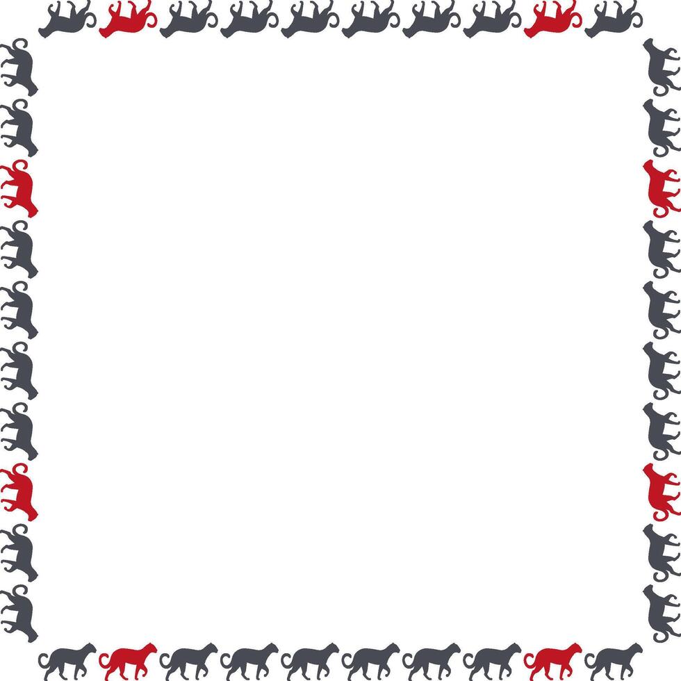 Puma cheetah silhouette border. Big cat banner with wild animal on white background vector