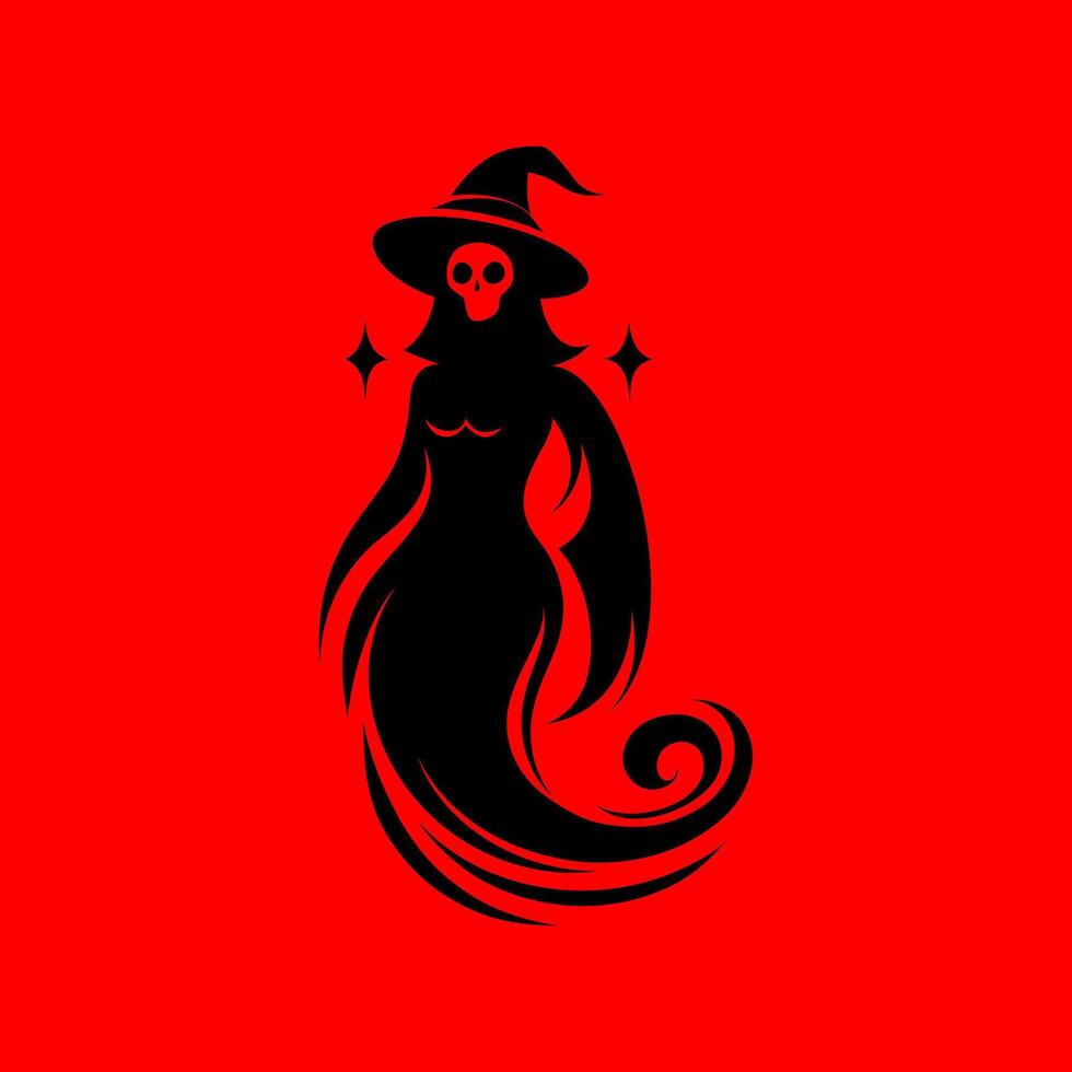 Mystic Witch Spirit. Dark Fantasy Silhouette vector