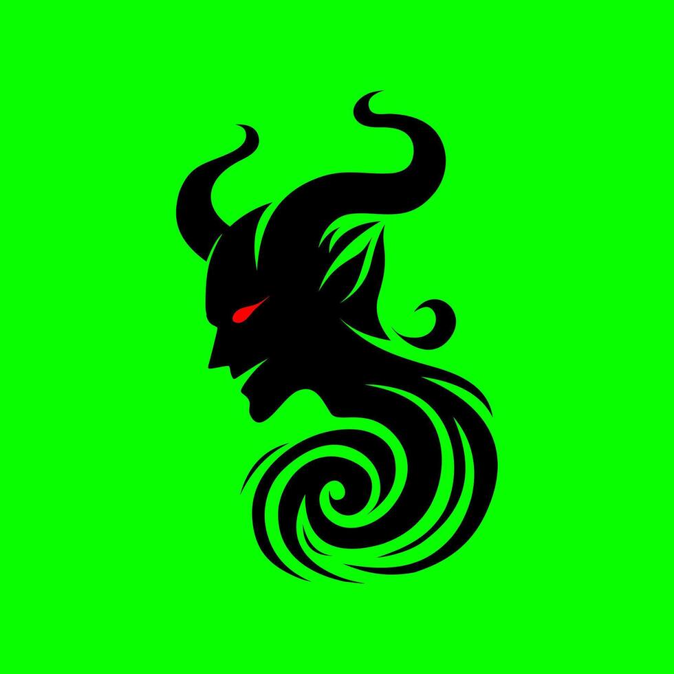 Dark Demon Silhouette with Horns Evil Spirit Art vector