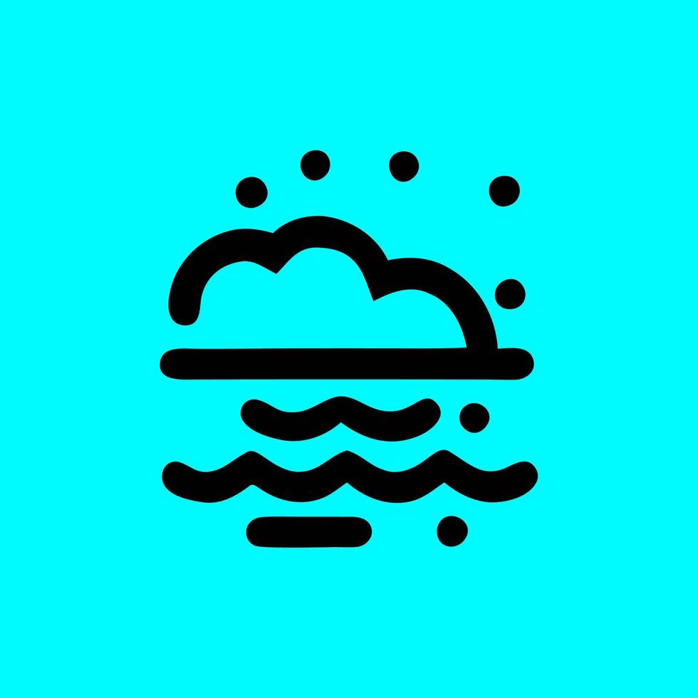 Minimalist Cloud and Ocean Icon. Weather, Climate, and Environment Symbol vector