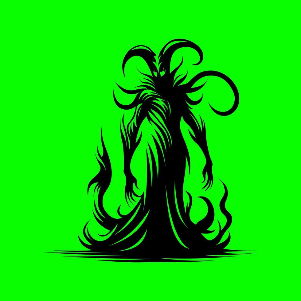 Dark Entity Silhouette. Mysterious Demon Illustration vector