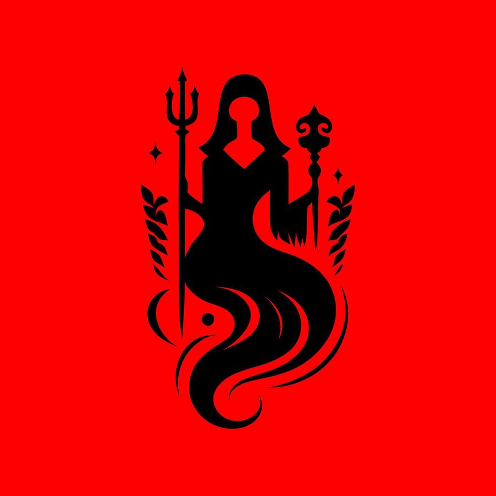 Dark Goddess Emblem. Mystical Silhouette vector