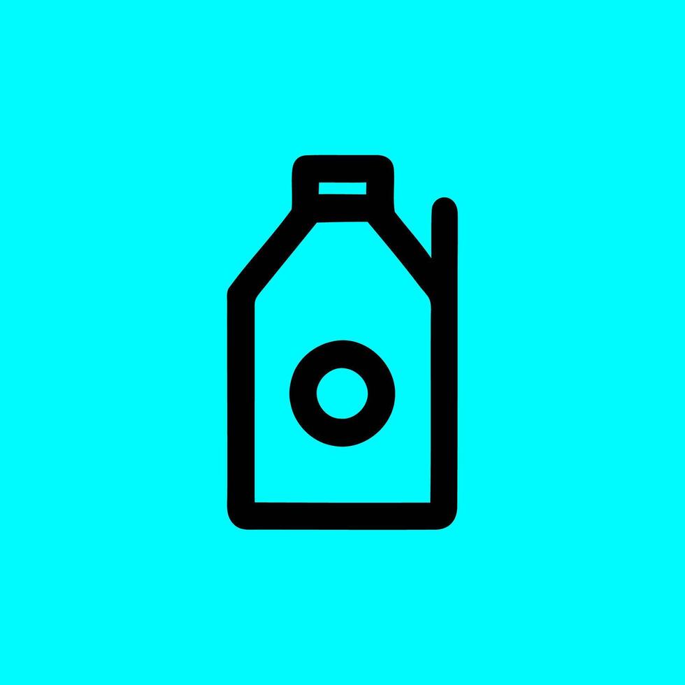 Minimalist Milk Bottle Line Icon on Blue Background vector
