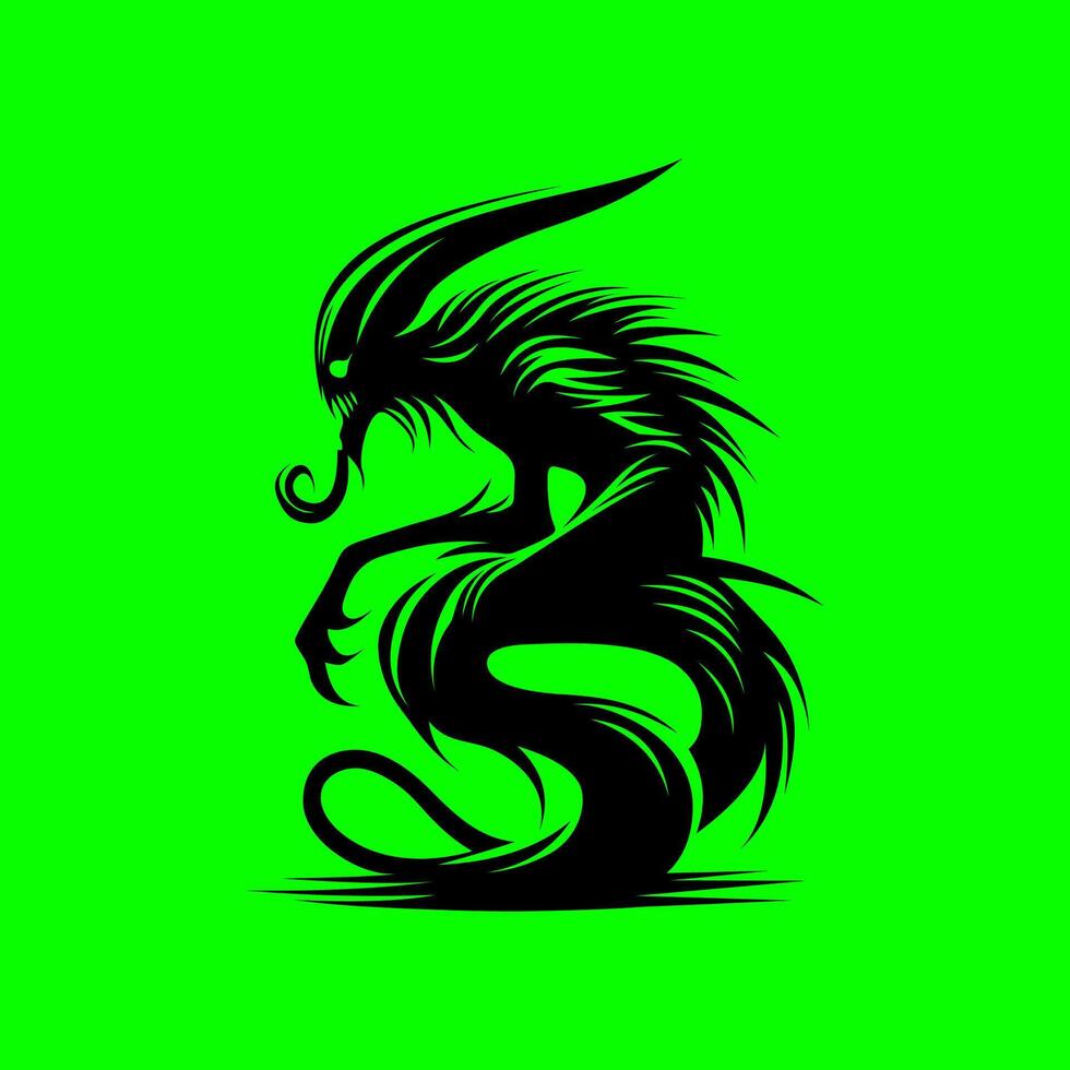 Sinister Demon Creature Silhouette. Dark Fantasy Art vector