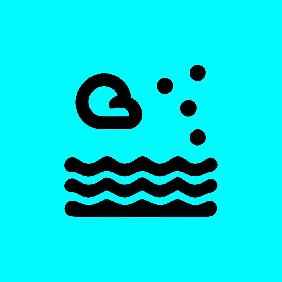 Minimalist Ocean and Weather Icon. Waves, Cloud, and Rain vector