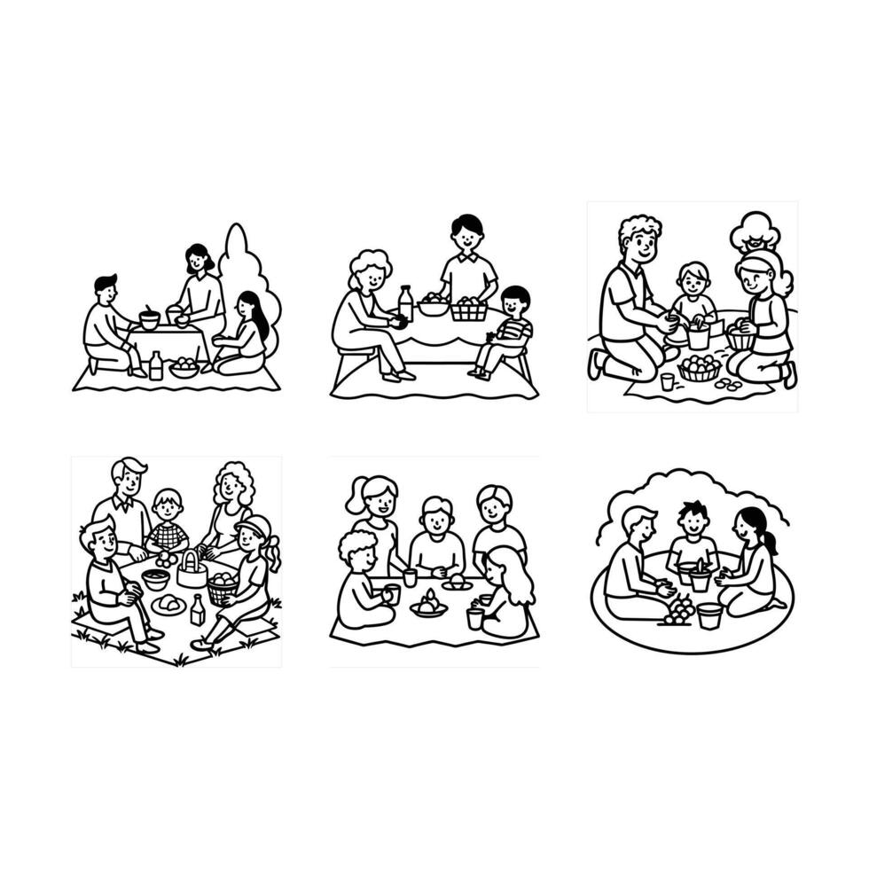 Family Picnic Graphic Design - Perfect for Summer Themes and Outdoor Projects vector