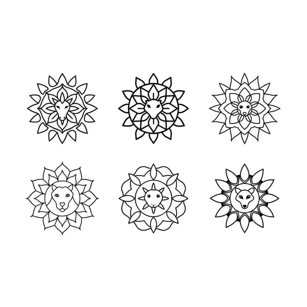 Intricate animal mandala design perfect for art, crafts, tattoos, and digital projects. vector