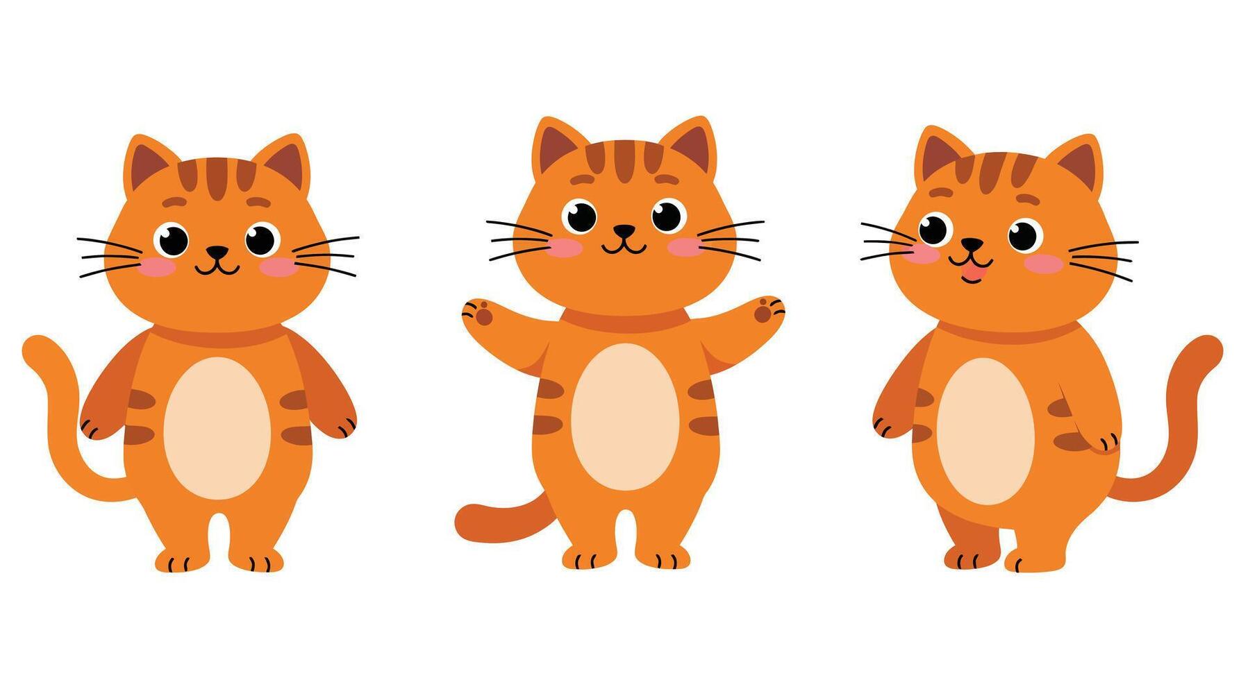 Cute orange cats in playful poses with flat design style art dqwd vector