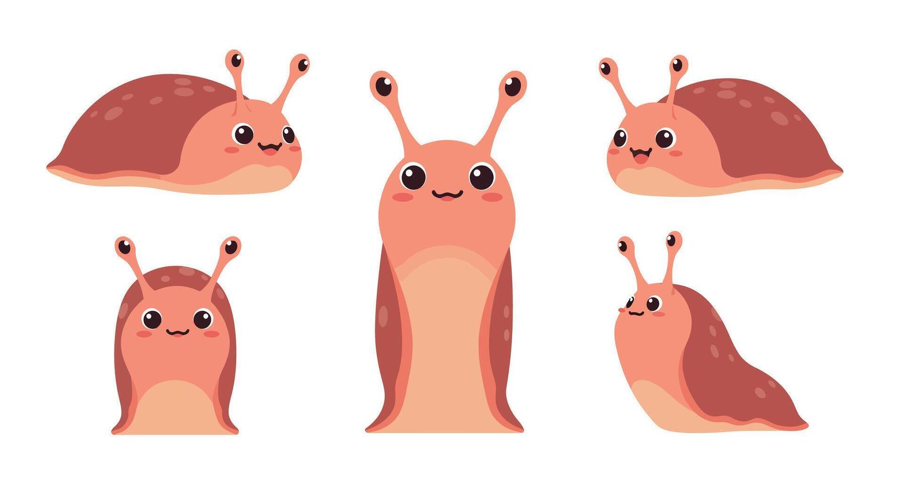 Cute cartoon snail character design in flat style illustration vector
