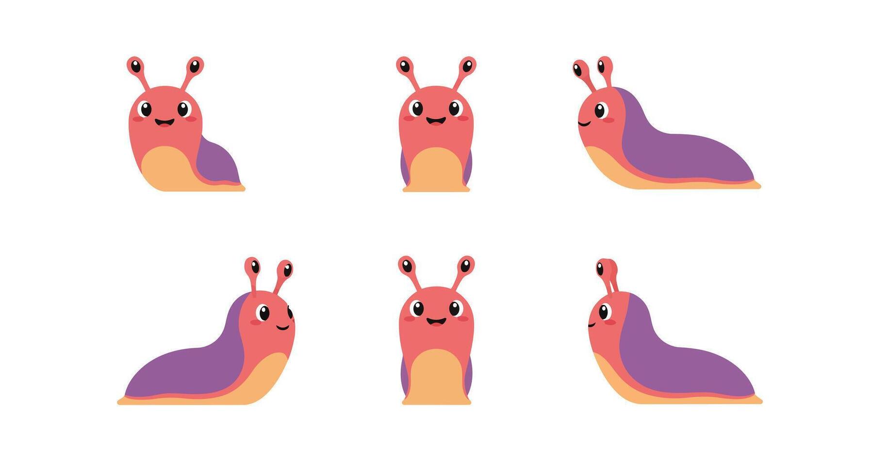 Cute cartoon snail character design in flat style for art vector