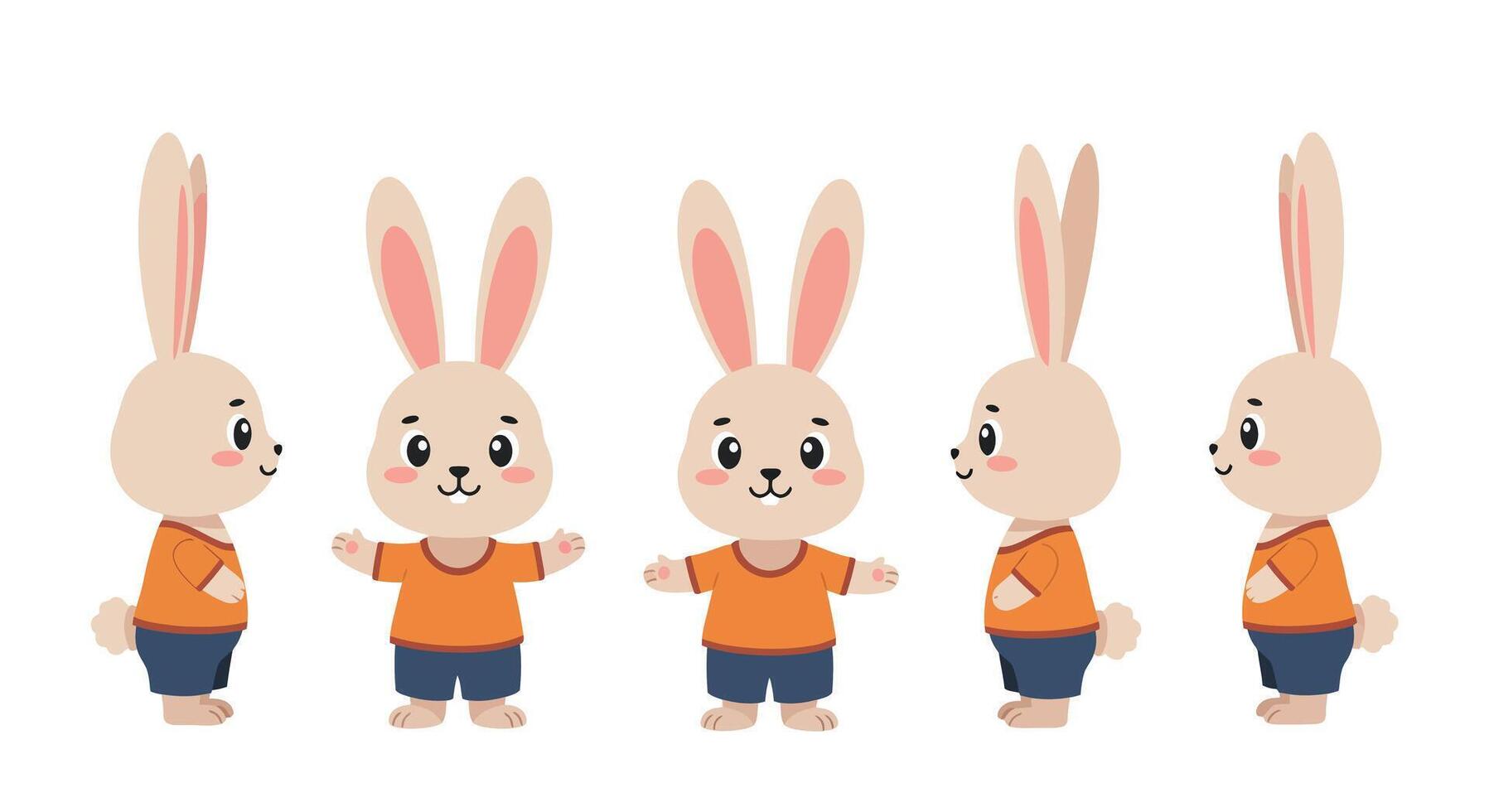 Cute cartoon rabbit character design in minimal flat style art vector