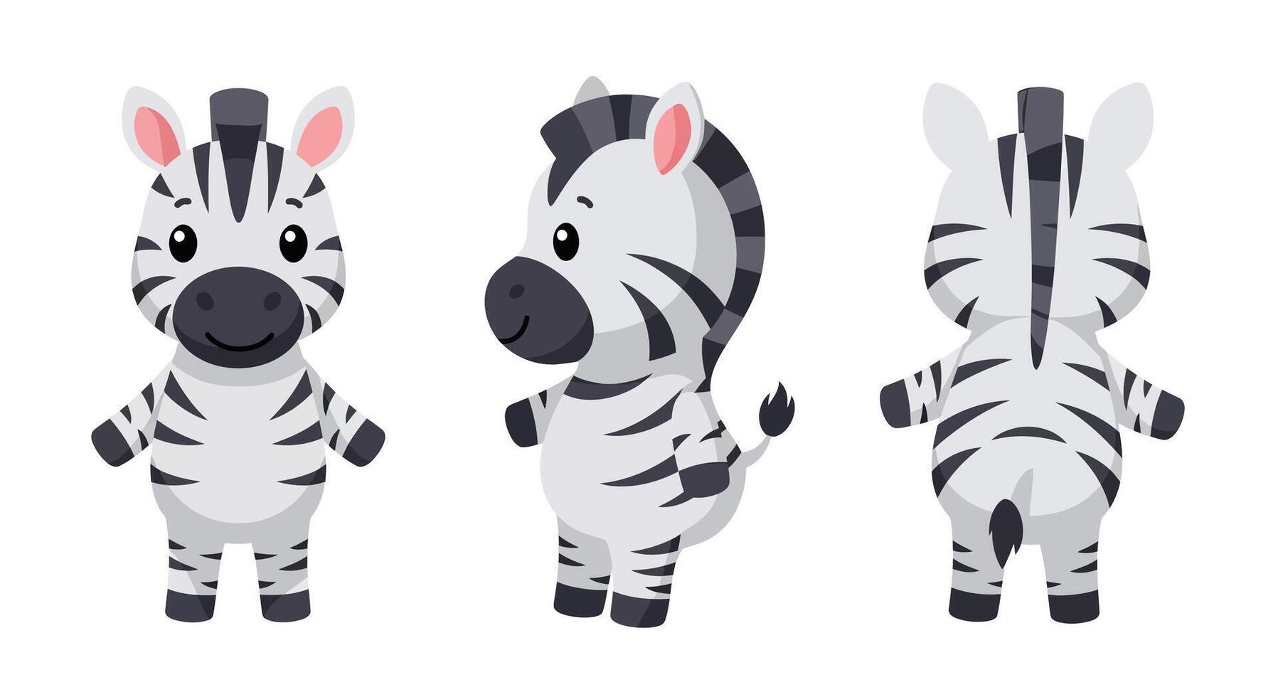 Cute cartoon zebra character design in flat style art vector