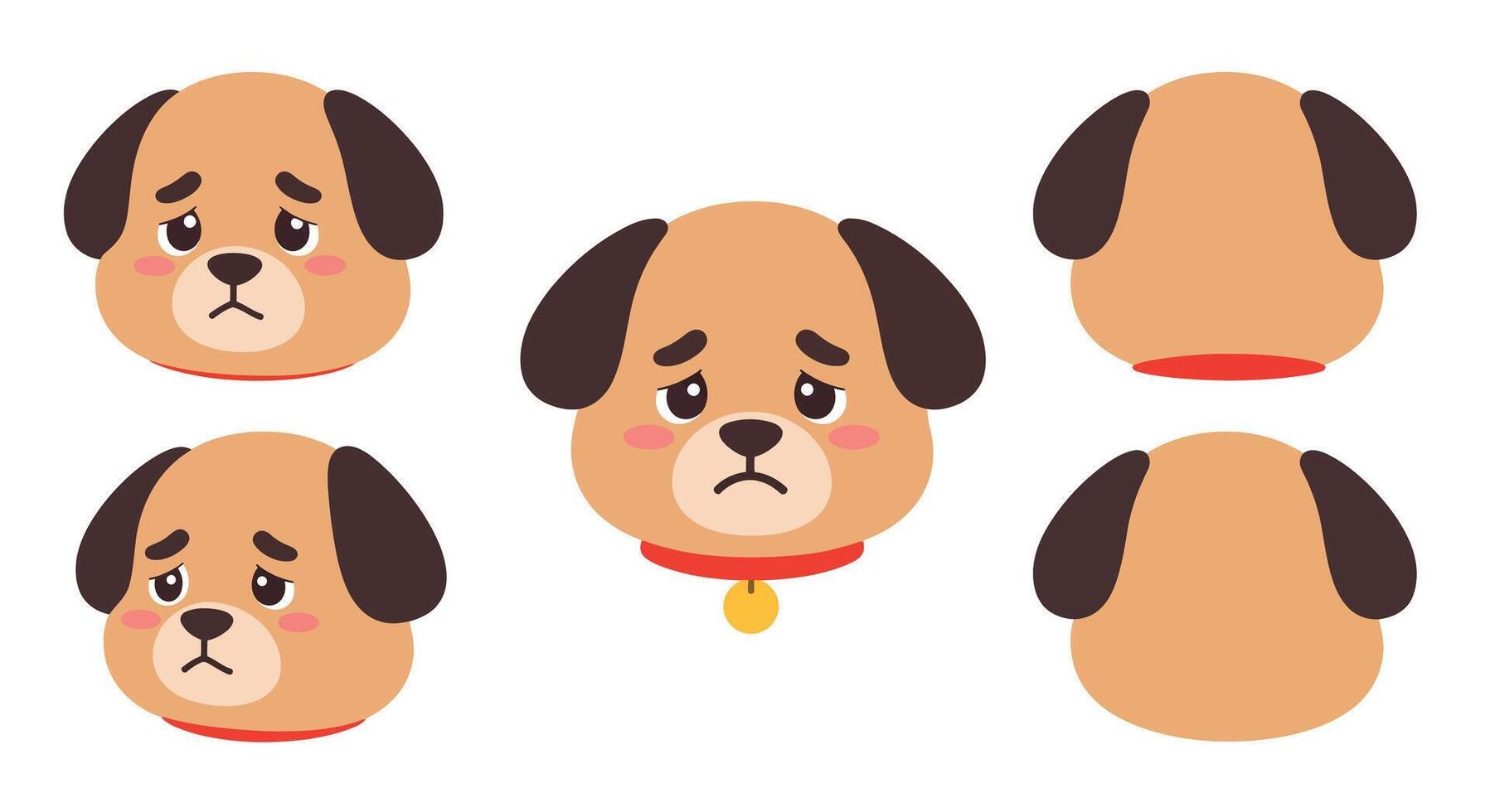 Cute dog character expressions in flat design style illustration vector