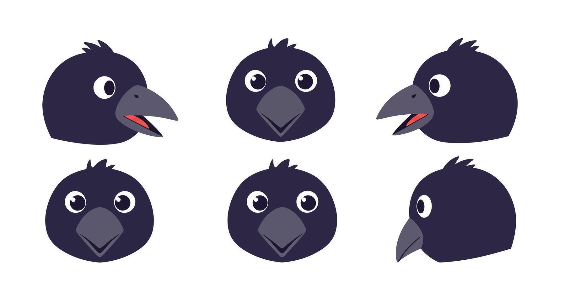 Bird head expressions in flat design showcasing various emotions in art vector