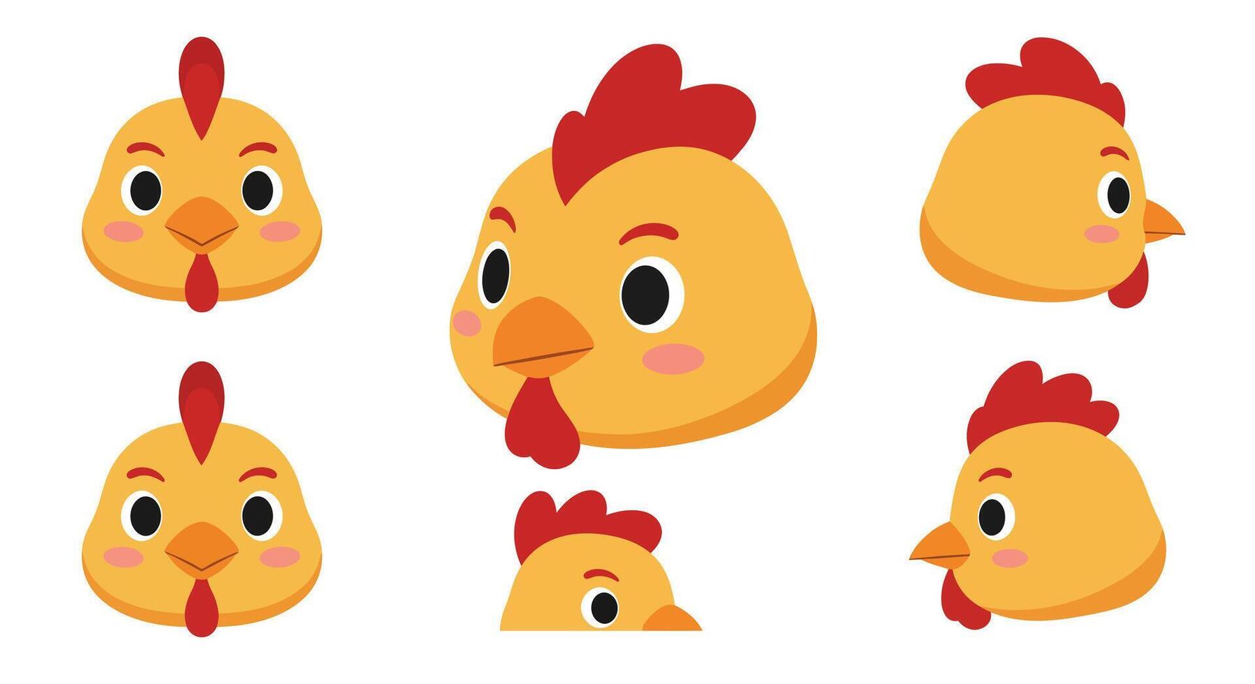 Colorful cartoon chicken character design in flat style illustration vector