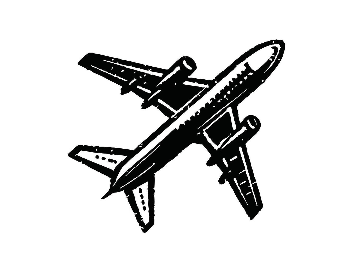 cute cartoon airplane for design element vintage hand drawn illustration vector