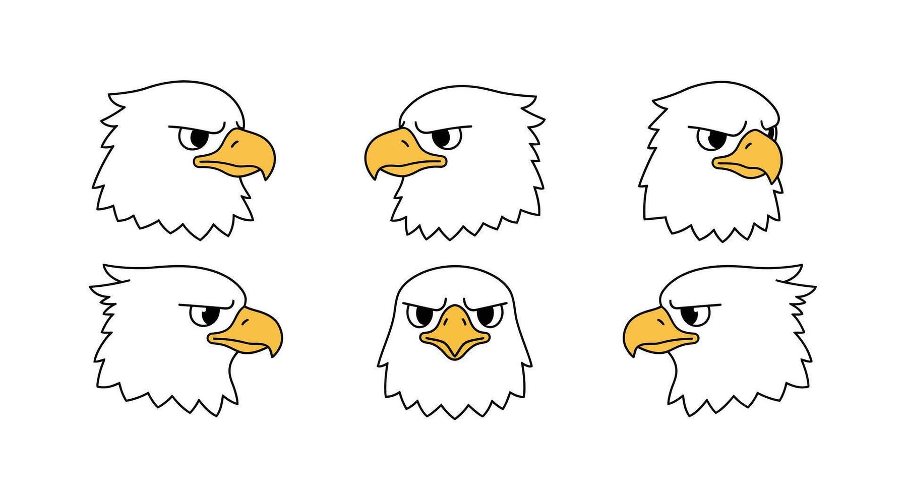 Eagle character expressions in minimal flat design art vector