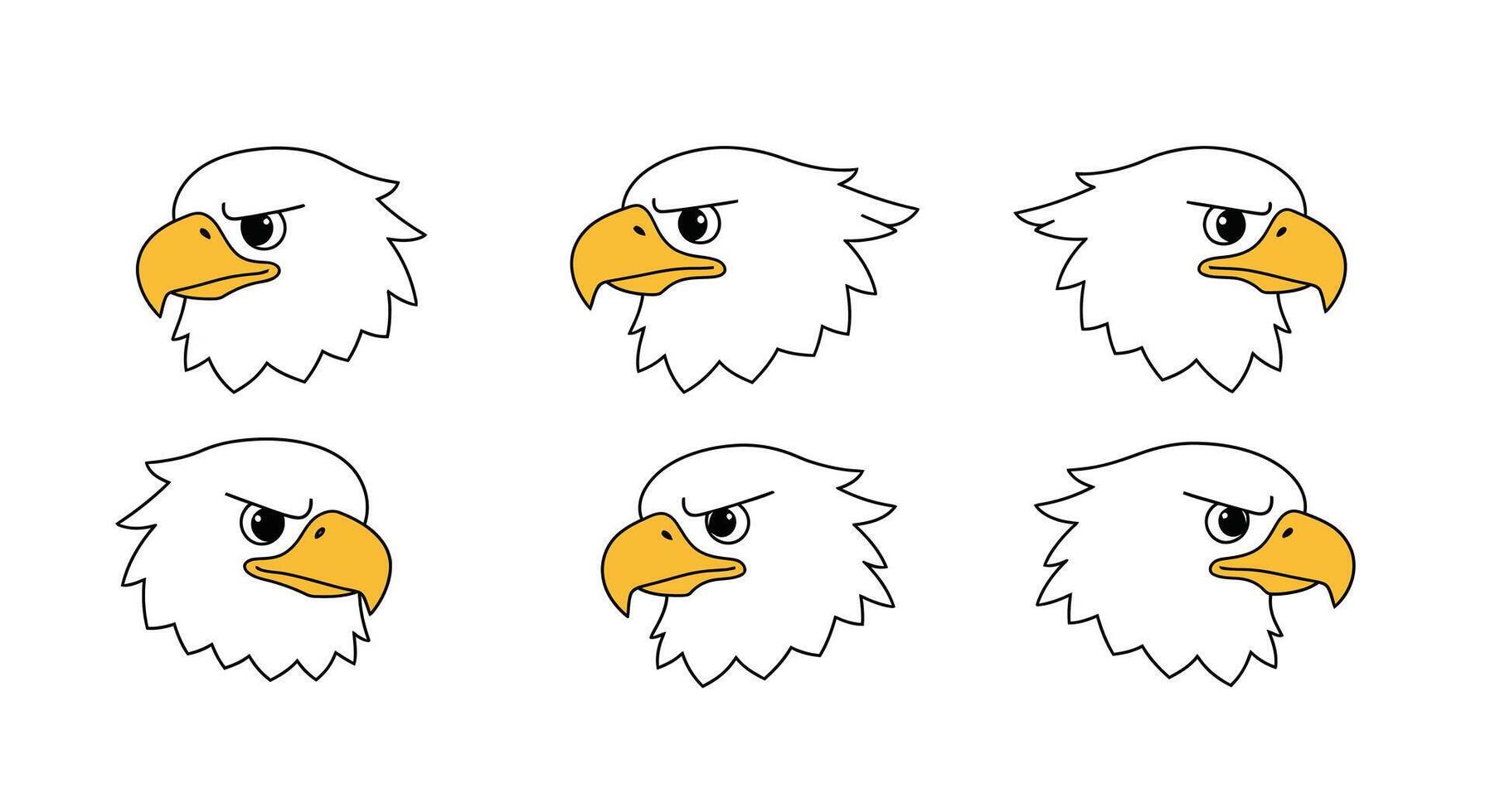 Eagle head expressions showing various emotions in flat art vector