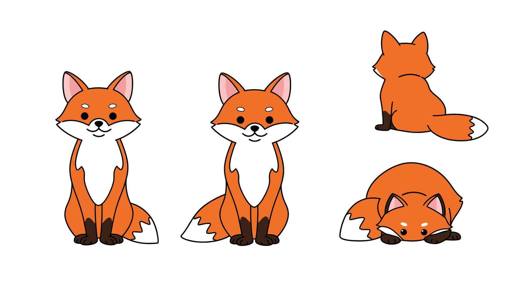 Cute cartoon fox character design in flat style art vector