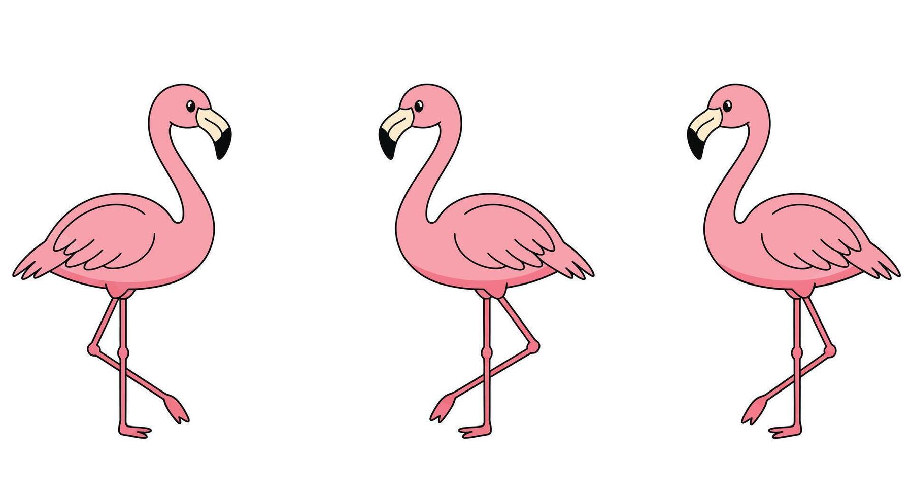 Pink flamingo in motion with flat design style illustration vector