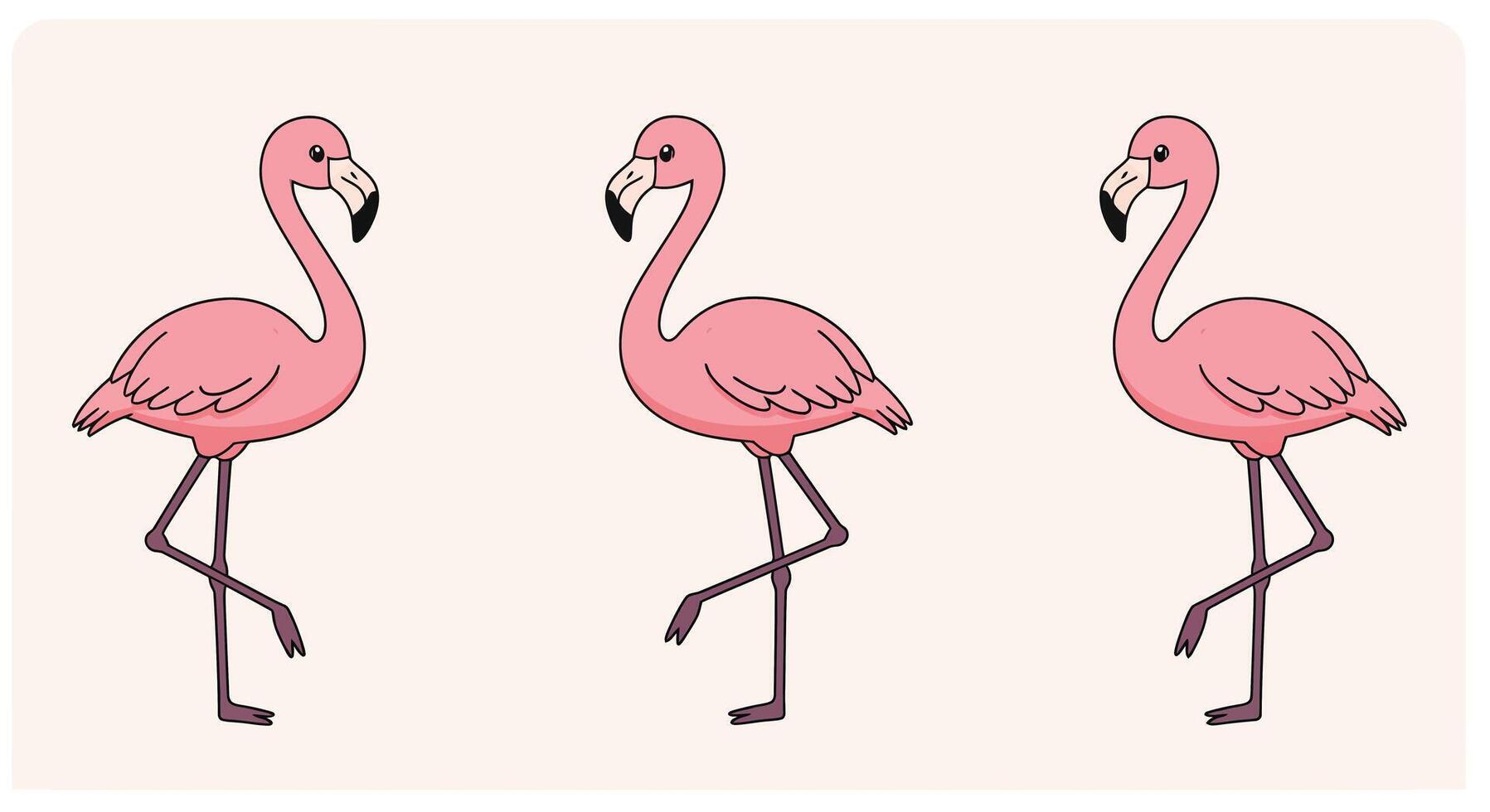 Pink flamingos standing gracefully in minimalist style art vector