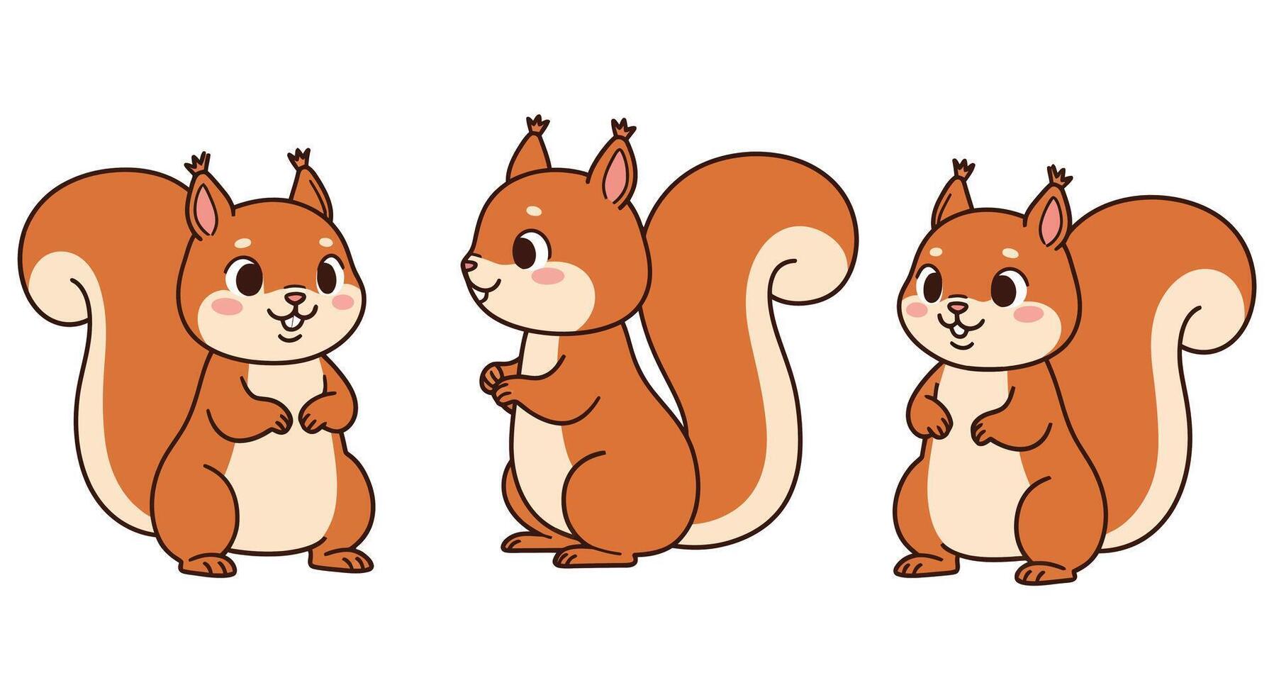 Cute cartoon squirrel character transformation in detailed flat illustration vector