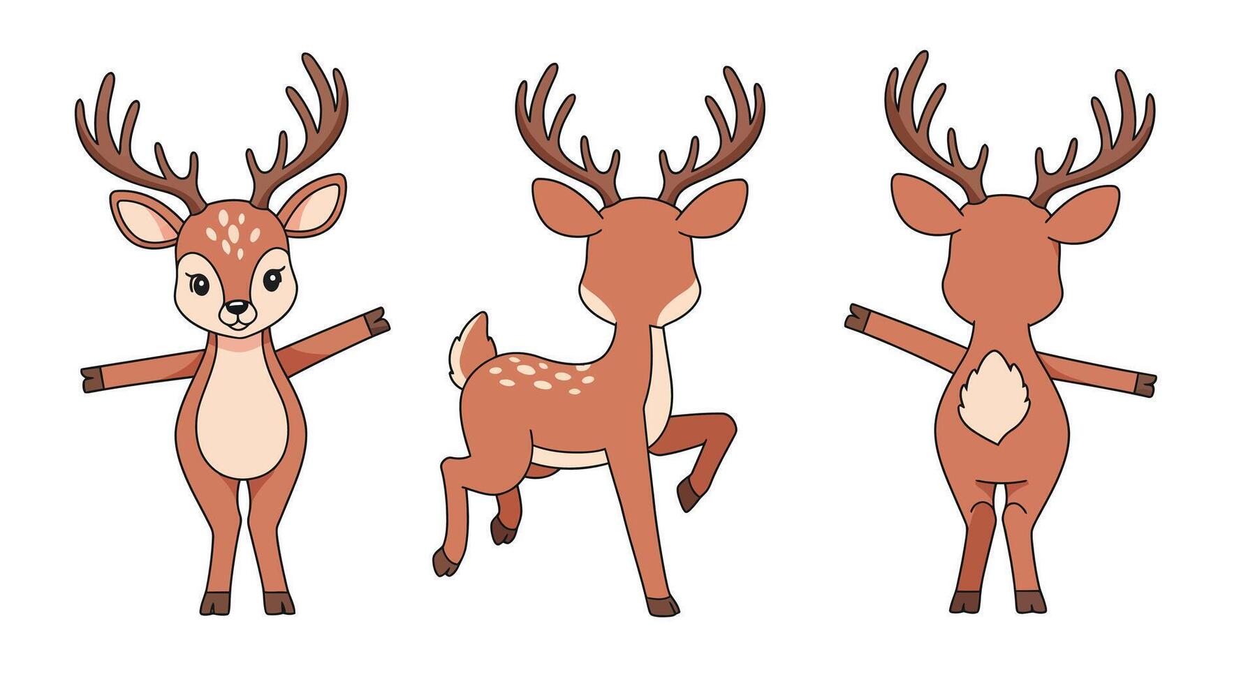 Cute cartoon deer character design in flat style art vector